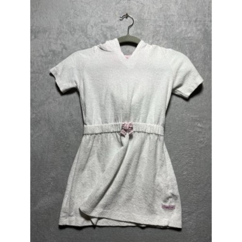 Ruffle Butts White Terry Cloth Hooded Swimsuit Cover-Up Girl's Size 6